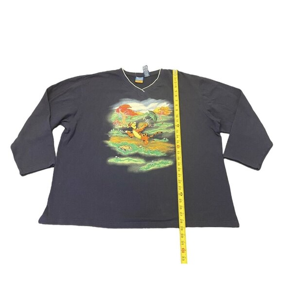 Pooh Woman Tigger Flies A Kite Sweatshirt Graphic V-neck Size 26W/28W Blue Vtg - Picture 4 of 7